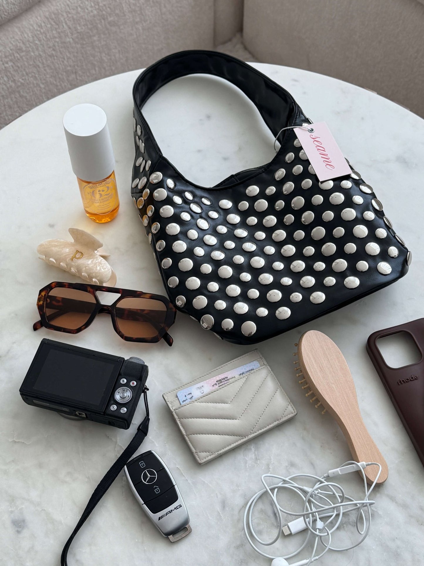 Seame - Alva Studded Bucket Bag Black Regular