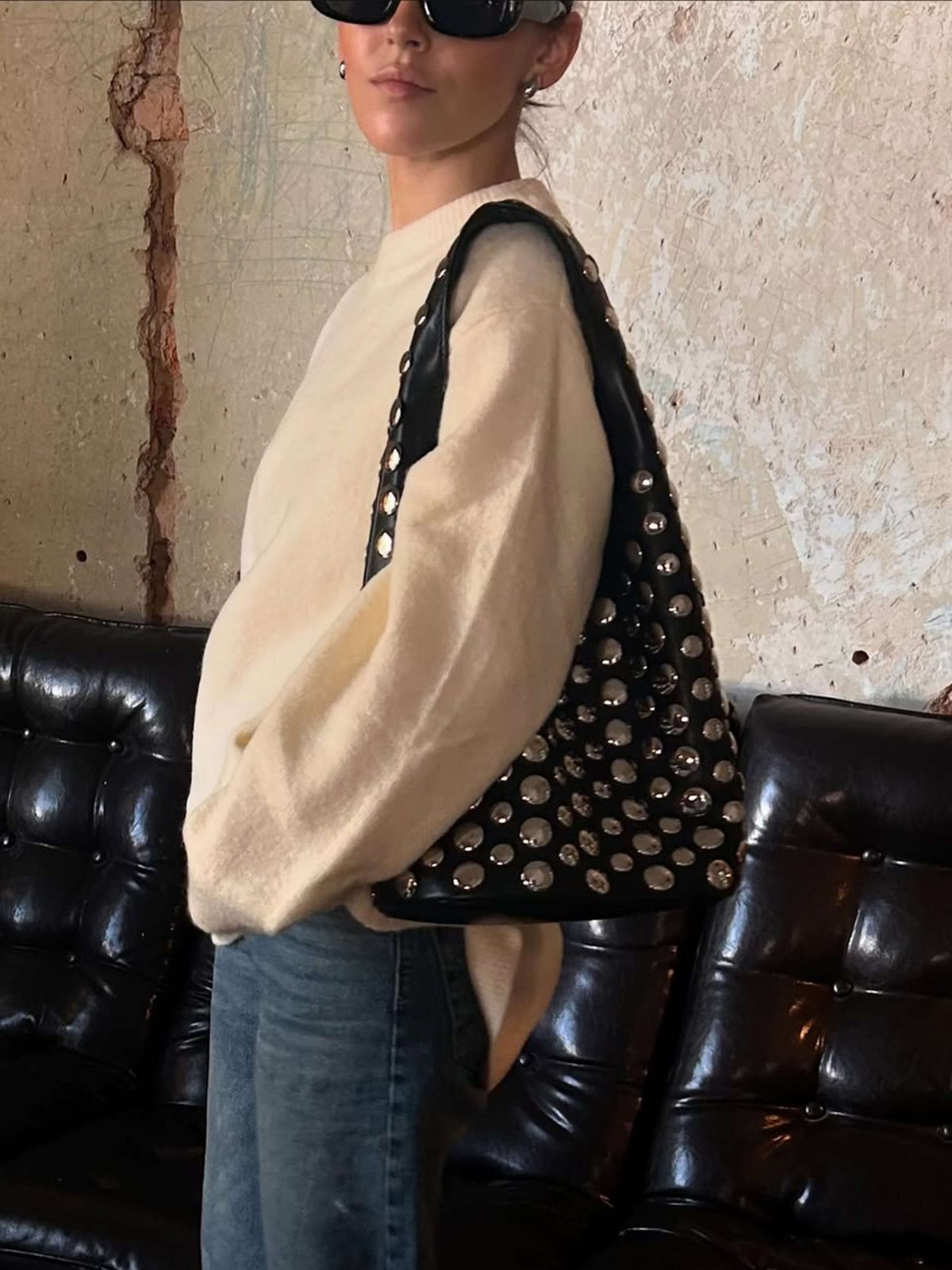 Seame - Alva Studded Bucket Bag Red Regular