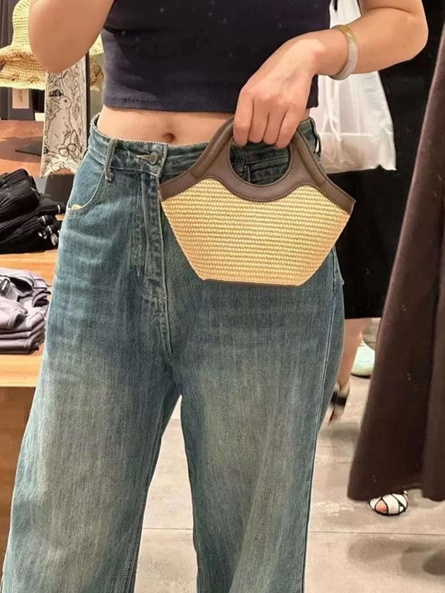 Seame - Astrid Woven Bag with Handle White Regular