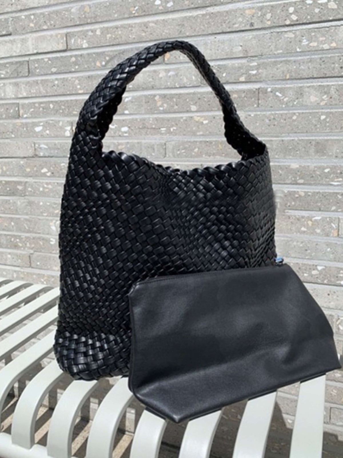 Seame - Cara Woven Shopper Bag Medium Black Medium