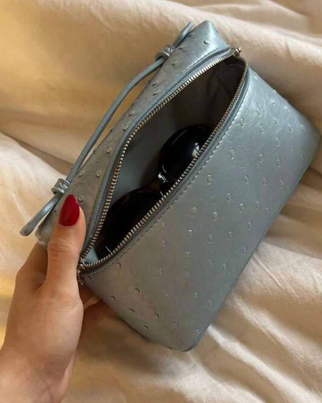 SEAME - Felicia Ostrich inspired Leather Vanity Bag Brown Regular