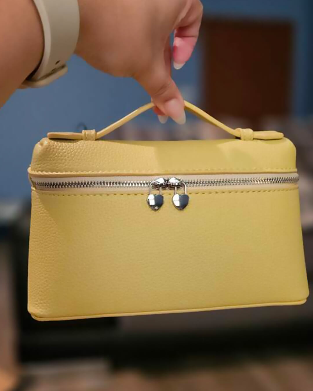 SEAME - Felicia Smooth Leather Vanity Bag Gray Regular