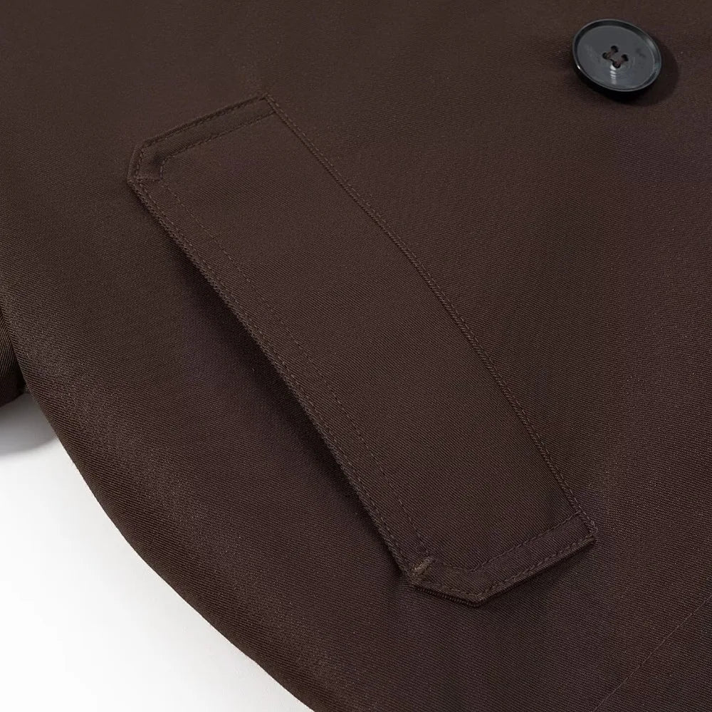 SEAME - Katrina Cropped Trench Coat Brown S