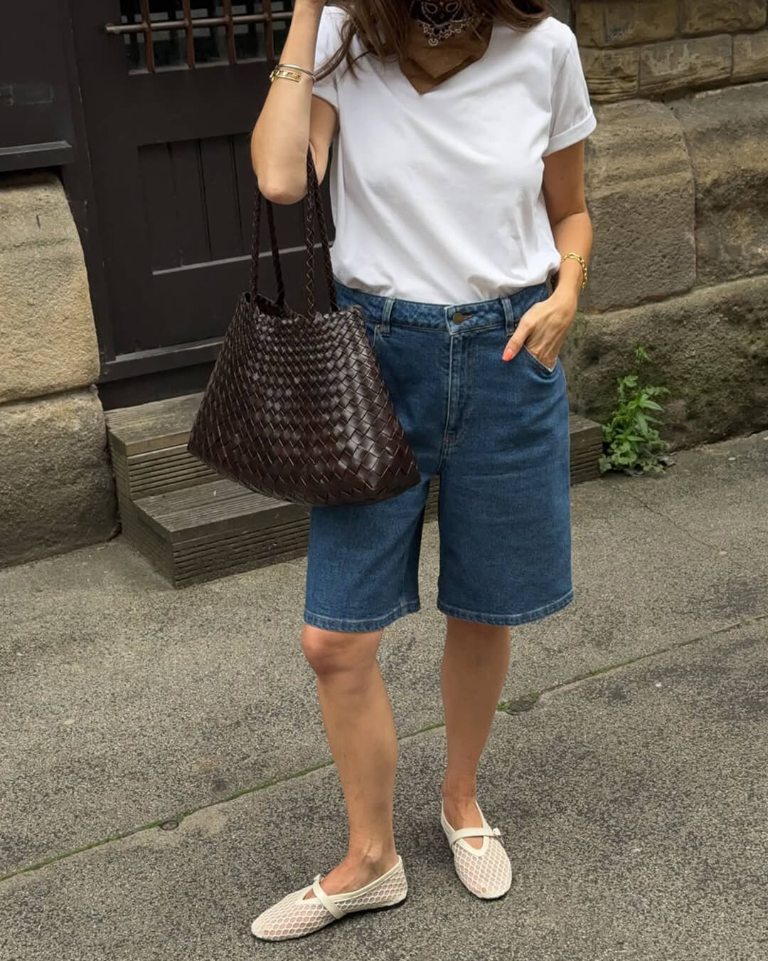 SEAME - Madeleine Vegan Leather Woven Bag Medium White Regular