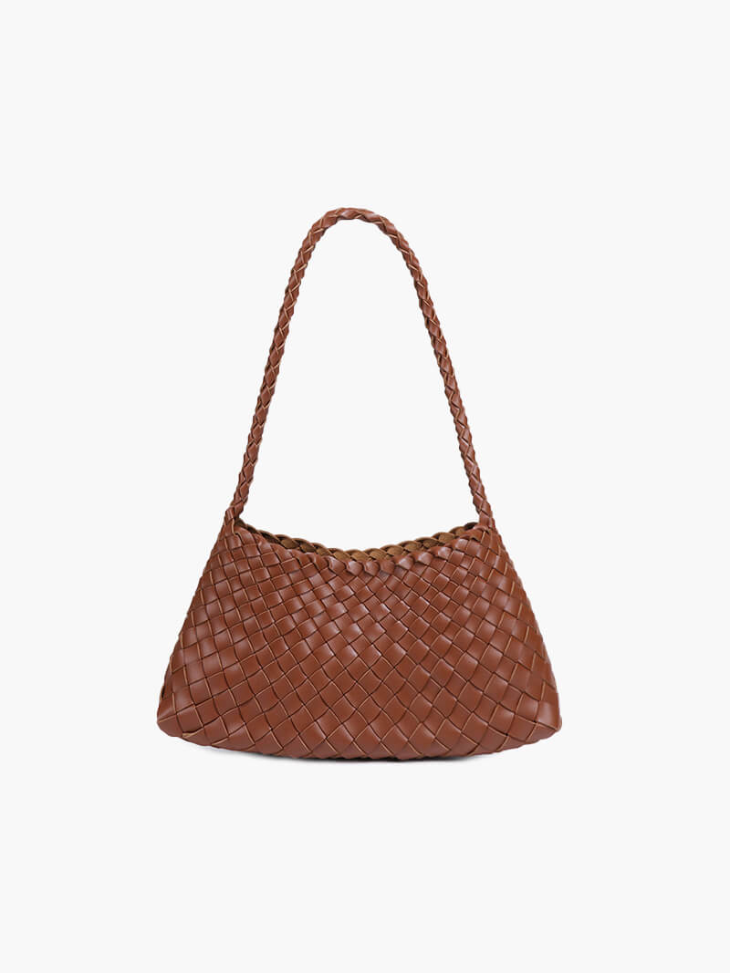 SEAME - Madeleine Vegan Leather Woven Bag Small Brown Small