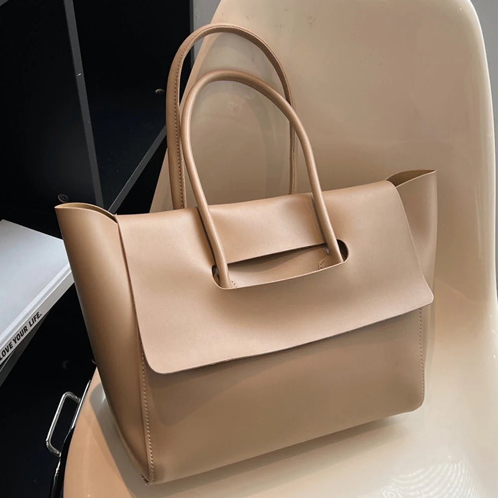 SEAME - Mirabel Shoulder Tote Purse - Vintage vegan Leather, Large Capacity & Versatile Design Beige