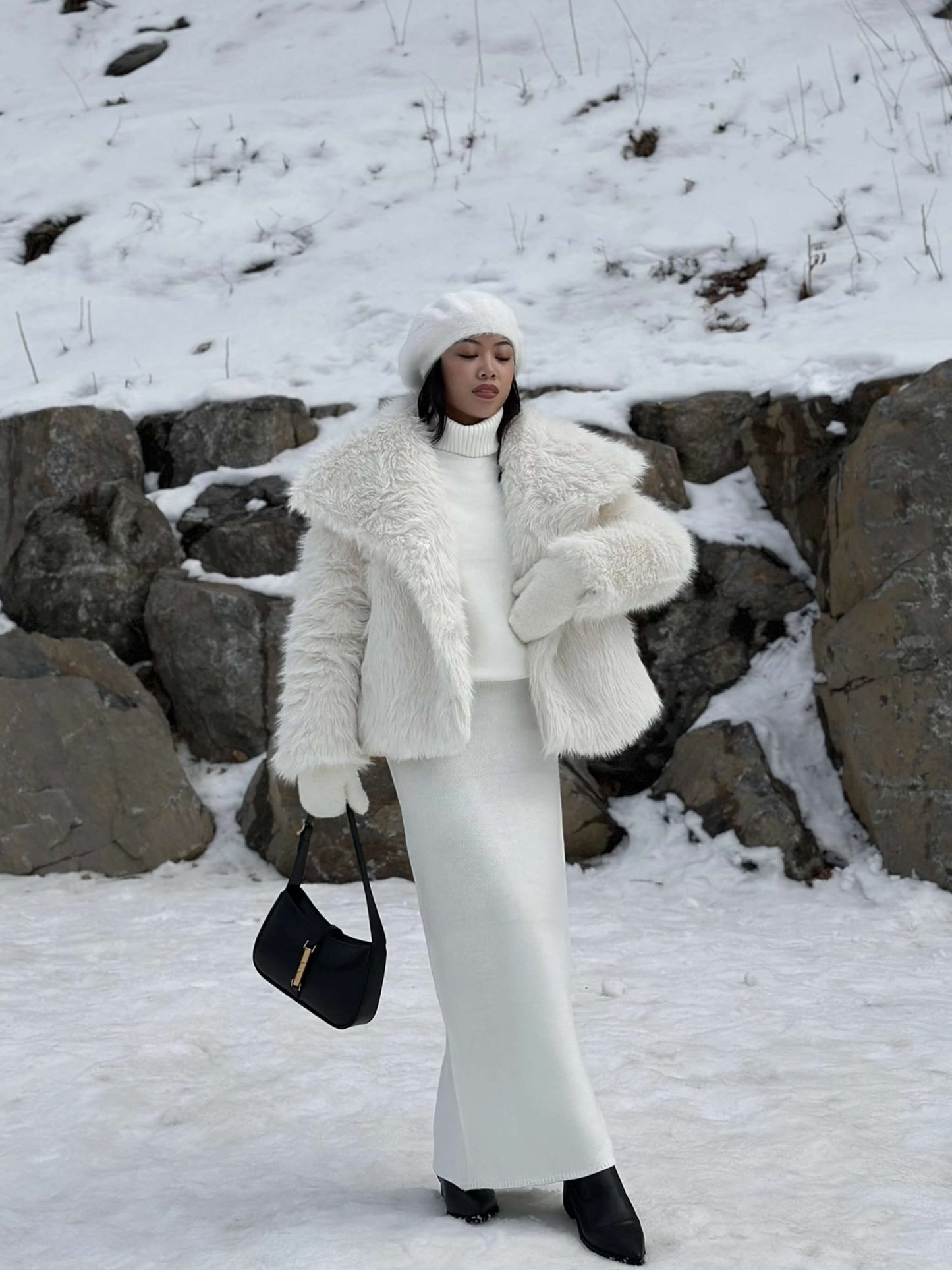 Seame - Rose clutch with strap White Regular