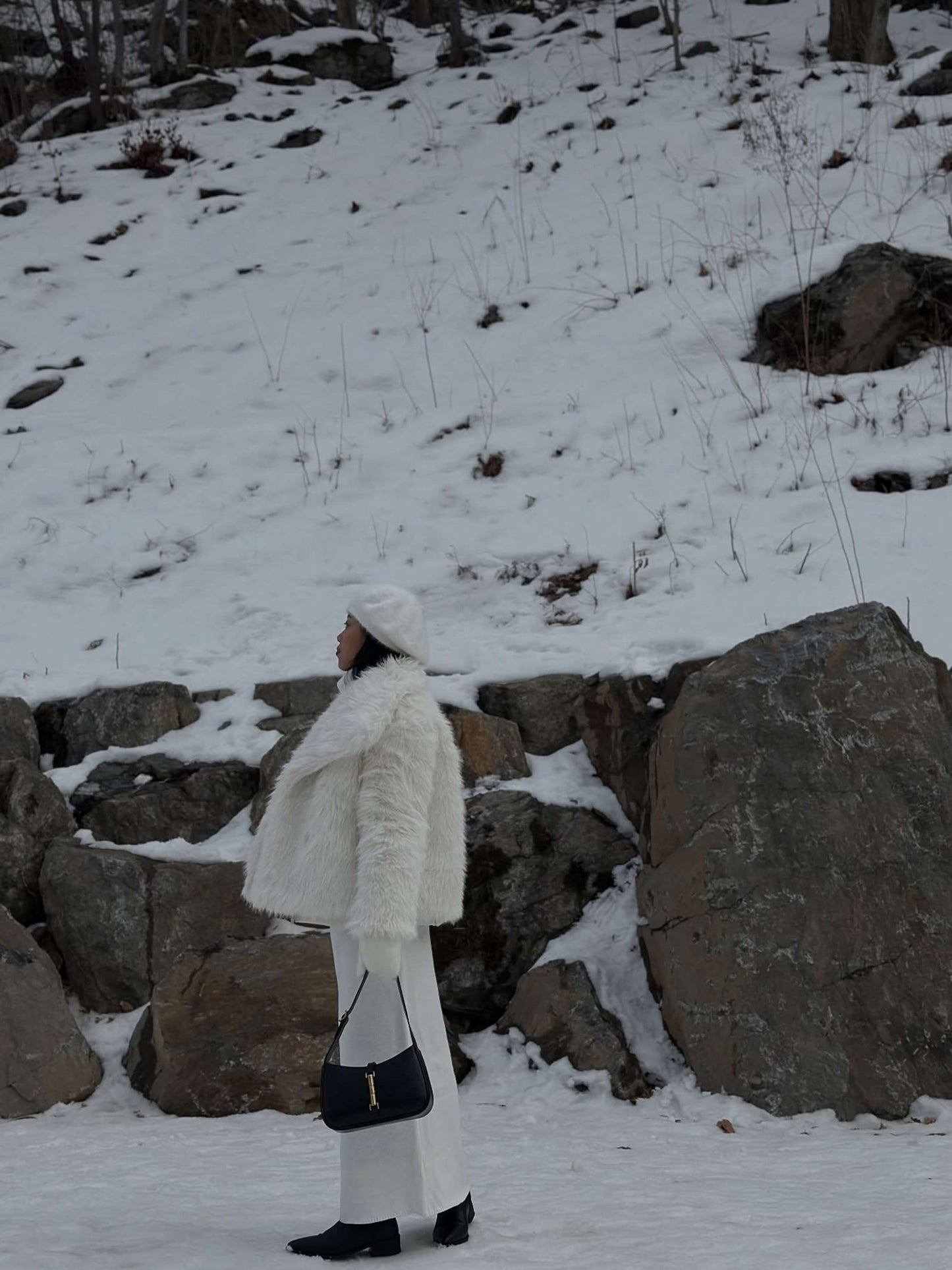 Seame - Rose clutch with strap White Regular