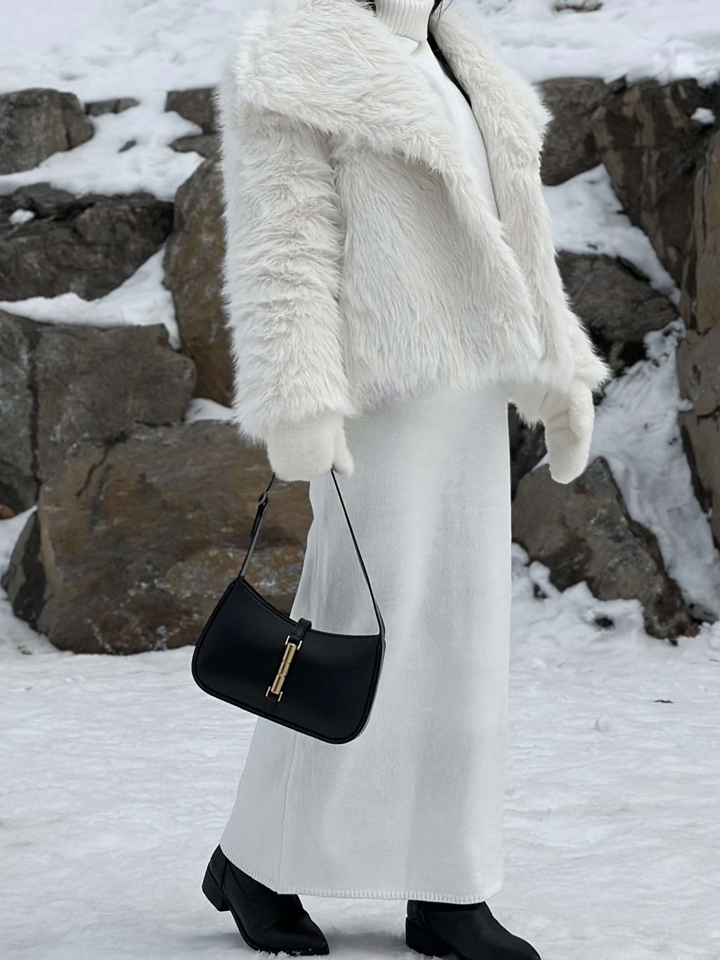 Seame - Rose clutch with strap White Regular