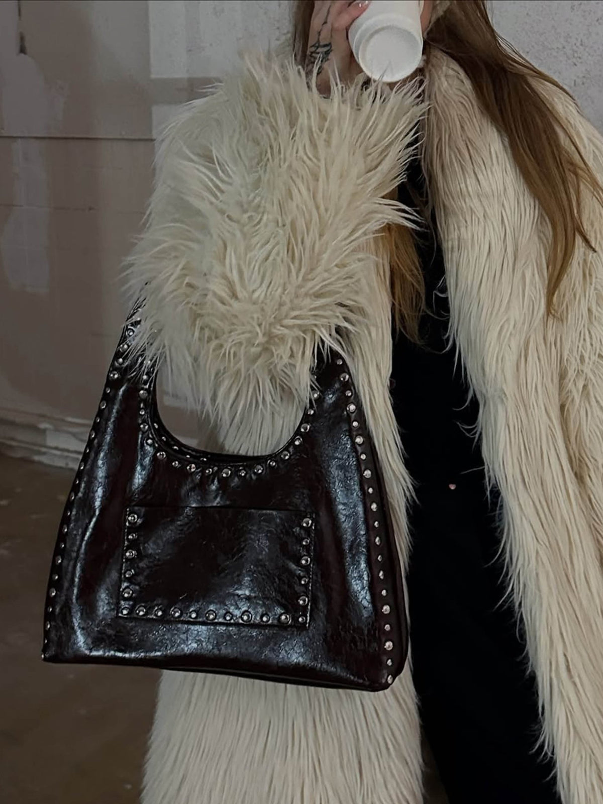 Seame - Stefani Studded Tote Bag Brown Regular