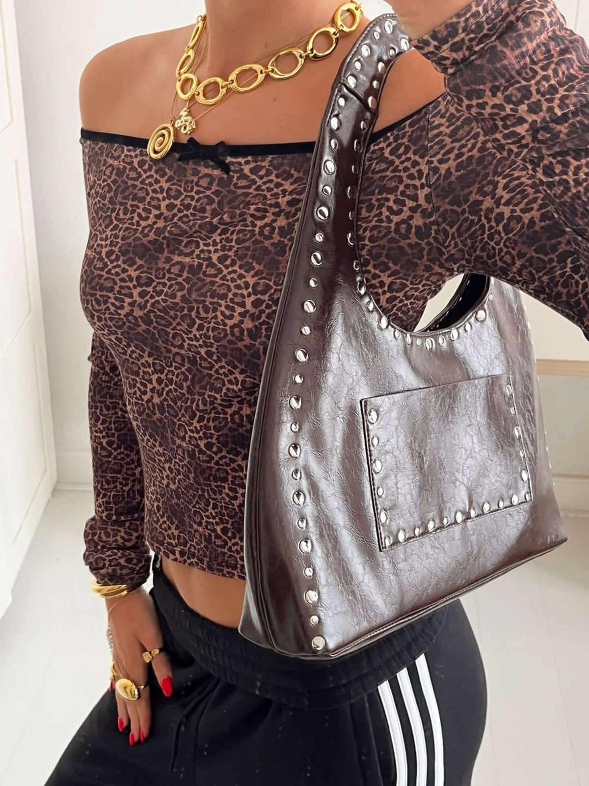 Seame - Stefani Studded Tote Bag Brown Regular