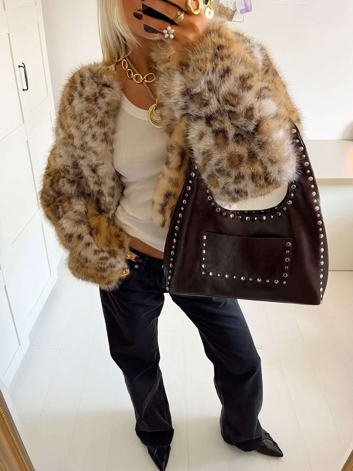 Seame - Stefani Studded Tote Bag Brown Regular