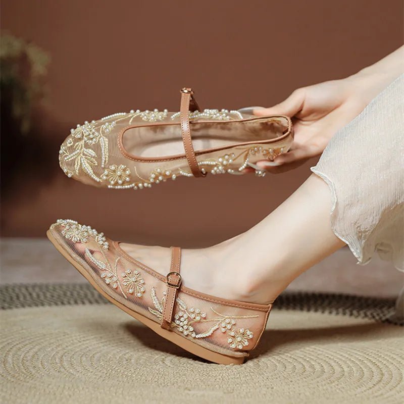SEAME - Juliana Mesh Flat Shoes Beige 37