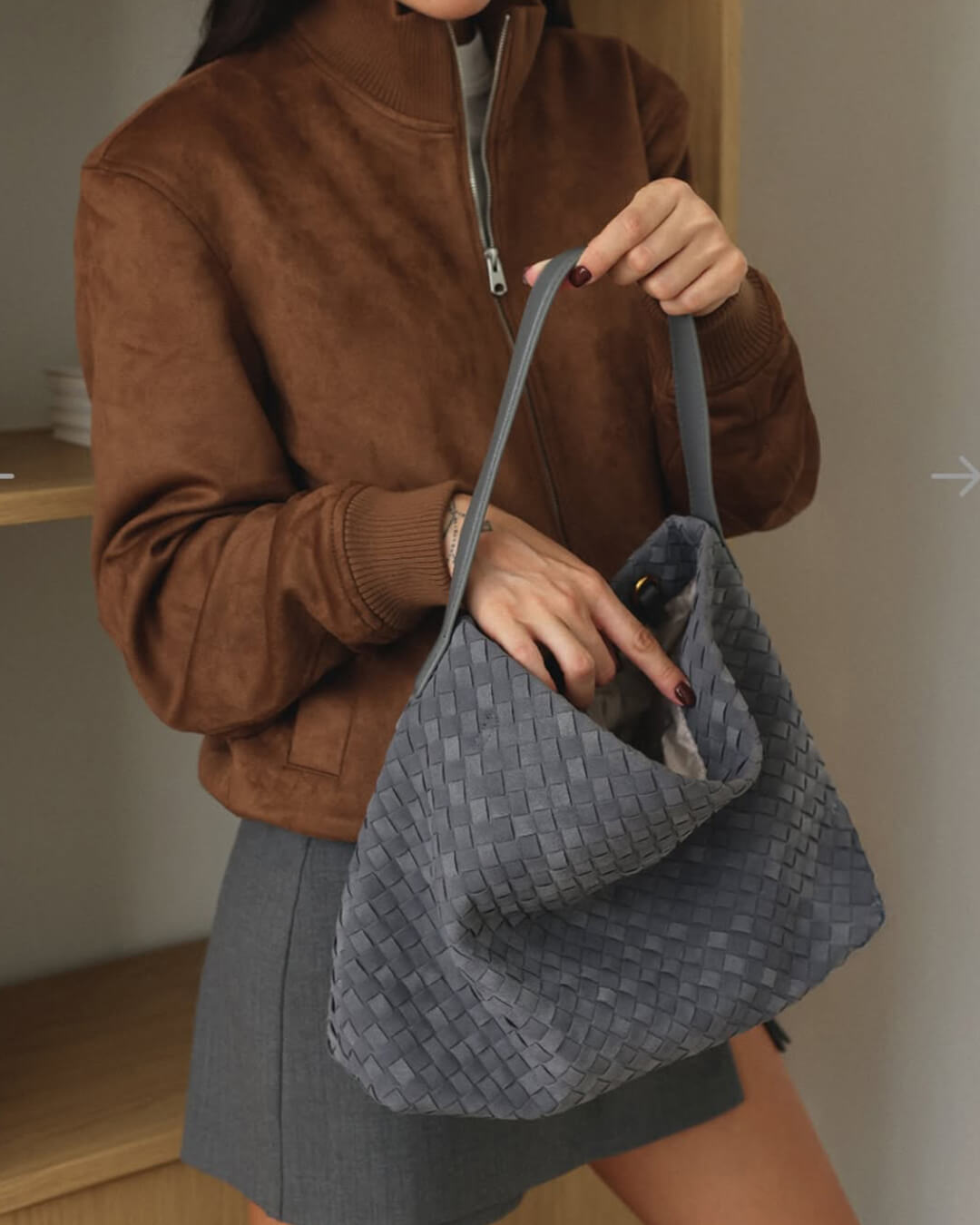 SEAME - Marceline Suede Tote Bag Blue Regular